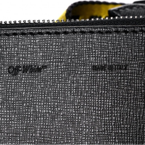 Off-White Saffiano Striped Mini Diag Binder Clip Bag Black White Yellow - Picture 5 of 6